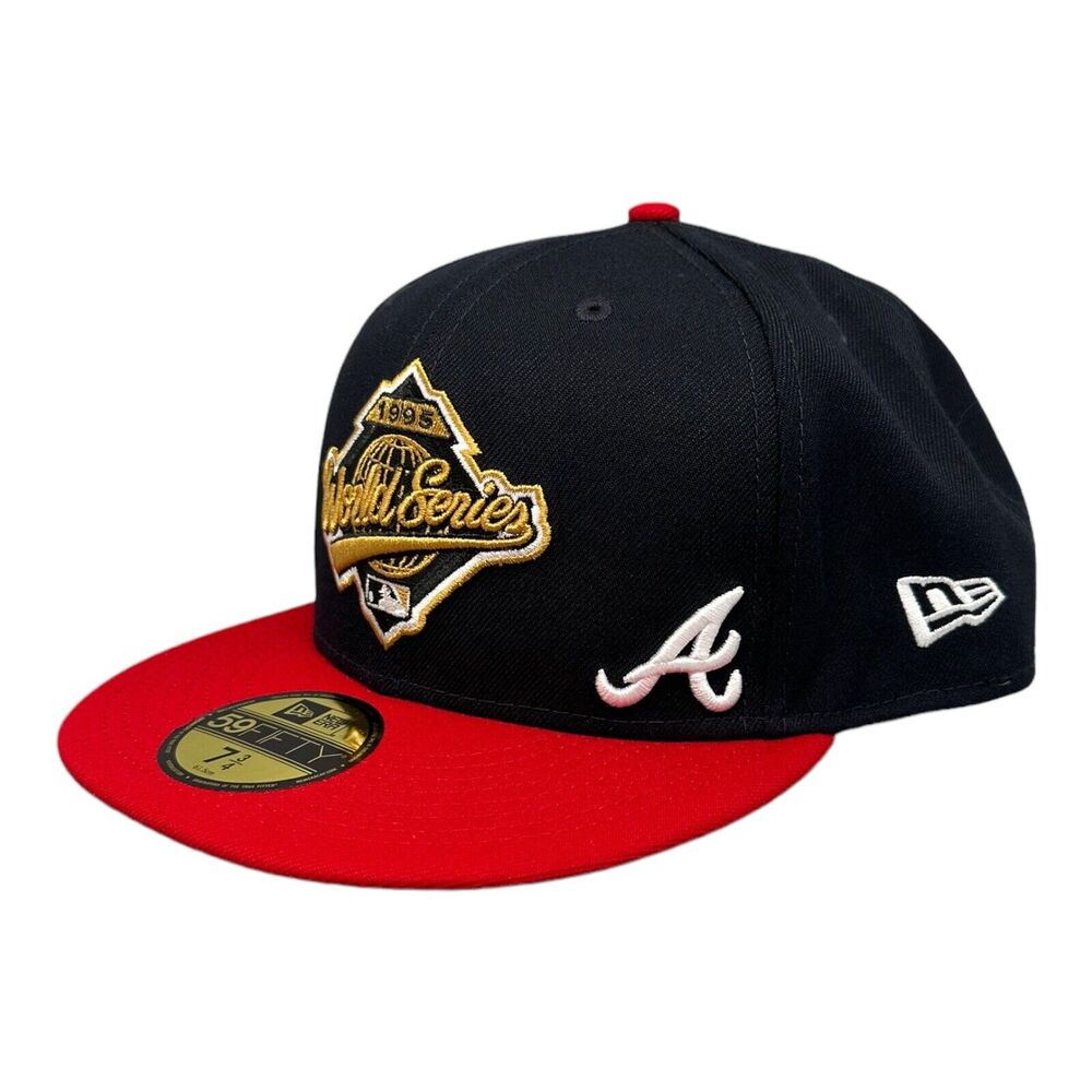 New Era 59FIFITY‎ Atlanta Braves 95 WS Side Patch Fitted Hat Navy Size 7 3/4 - Picture 4 of 5